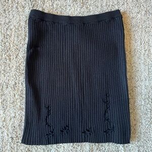 Distressed Ribbed Knit Mini Skirt